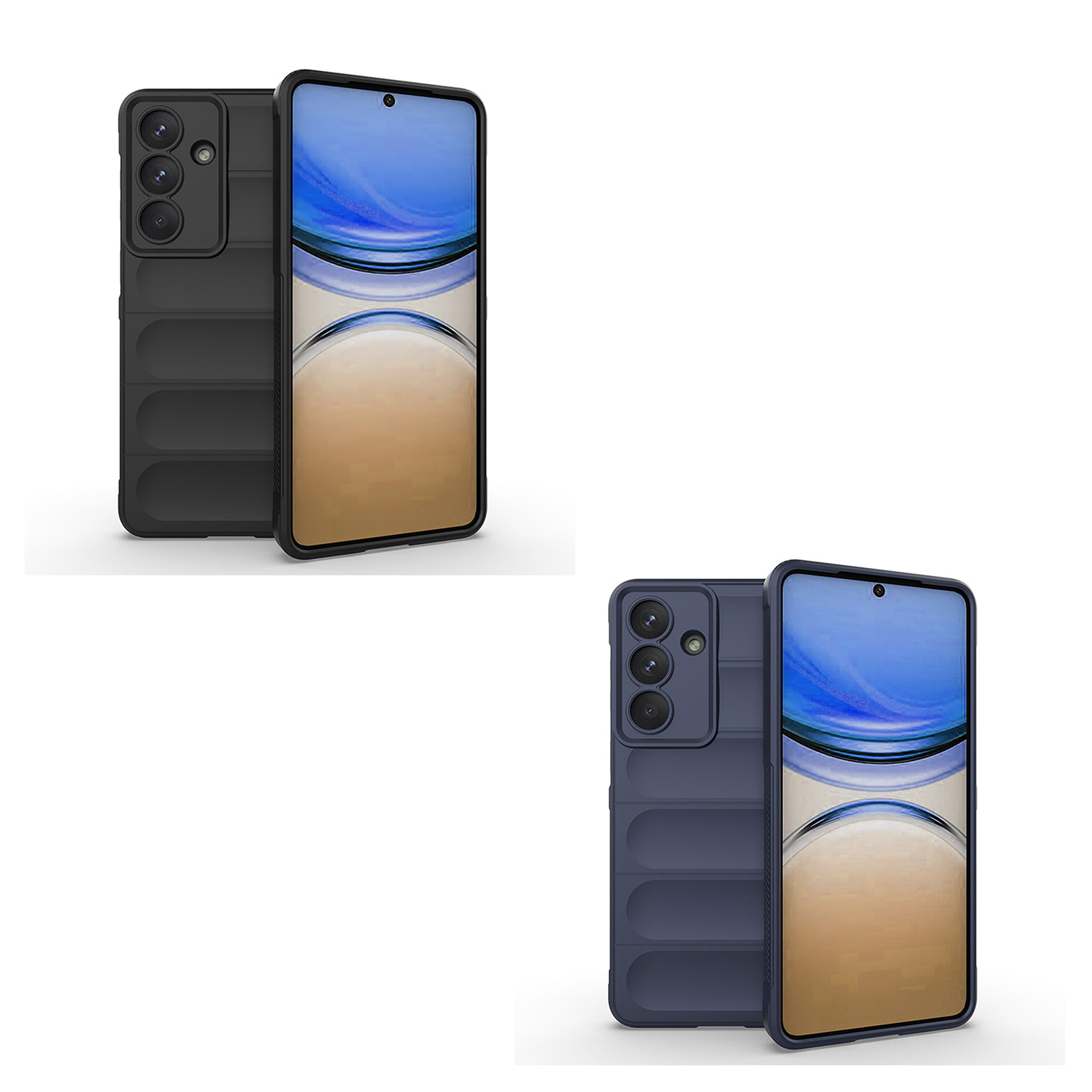 striped textured s26 case - multi-color slim protective shockproof cover , black /blue