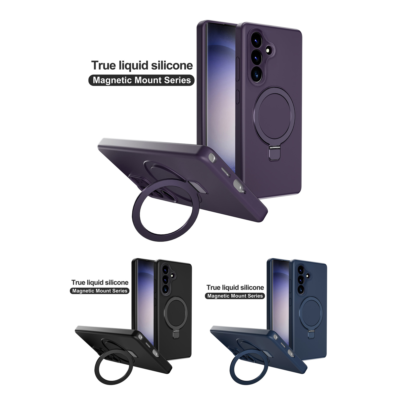 s26-silicone-magnetic-case-with-foldable-ring-stand-purple-black-dark-blue