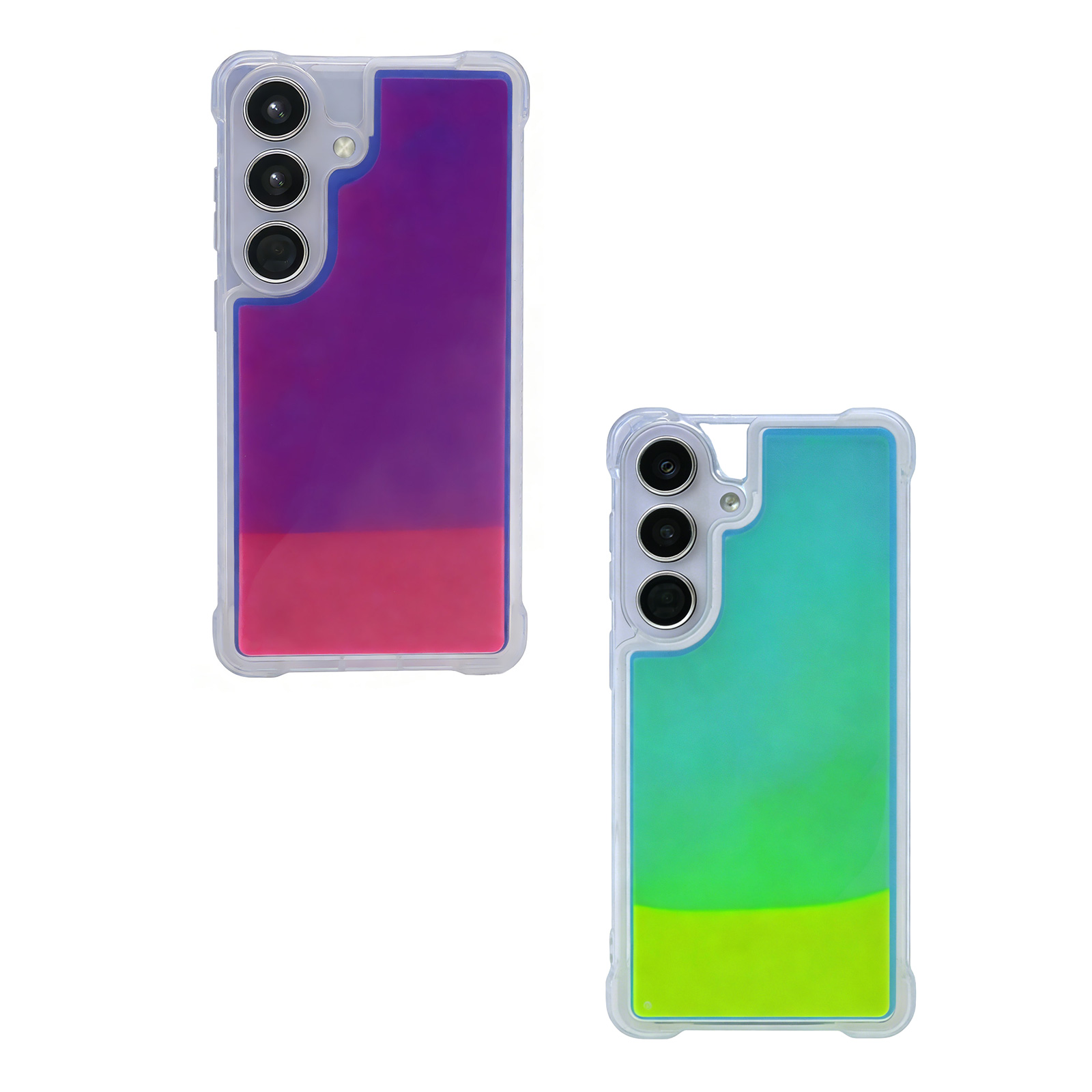 two-tone powder flowing texture phone case for s26 plus - pink / yellow