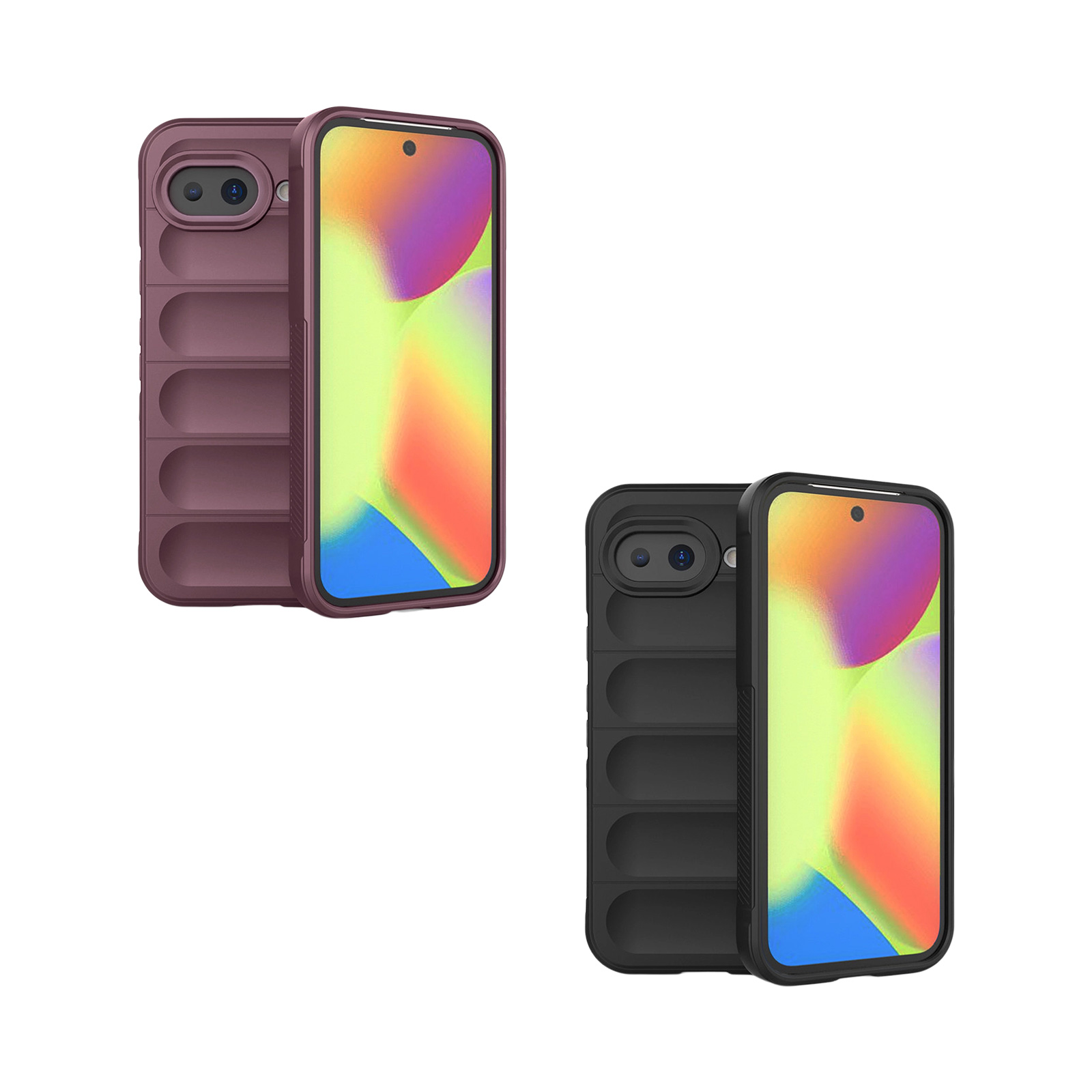 ridged pattern google pixel 10a case, black - purple