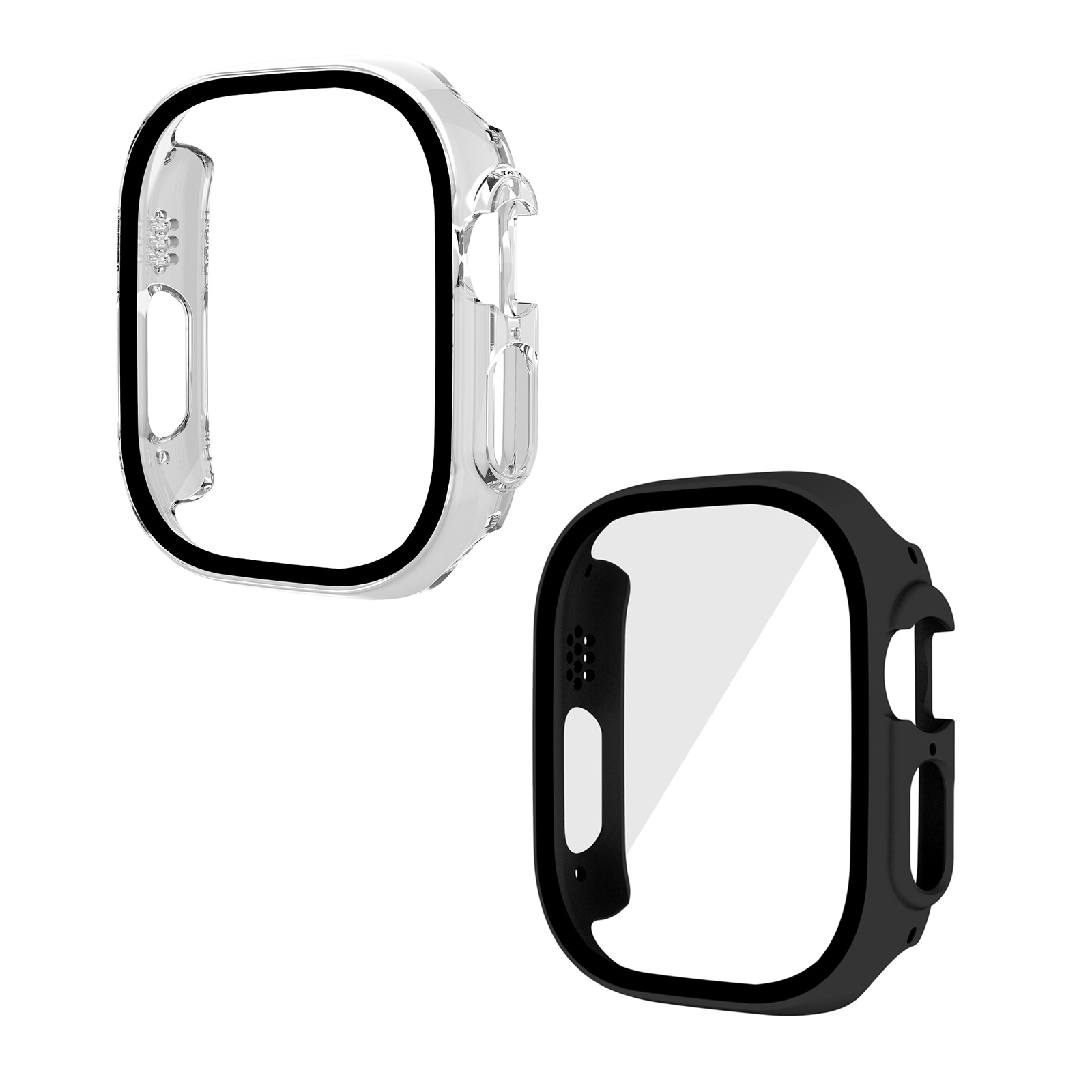 PC Case with Built-in Tempered Glass for iWatch Ultra 1/2/3 (49mm) - black / clear